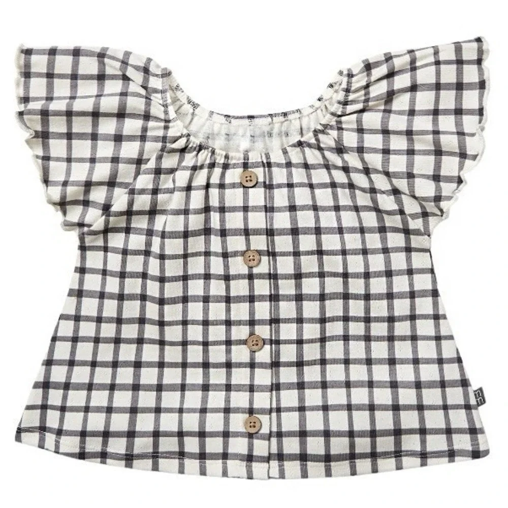 Modern Moments By Gerber Toddler Girl Organic Ruffled Sleeve Faux Button Top New
